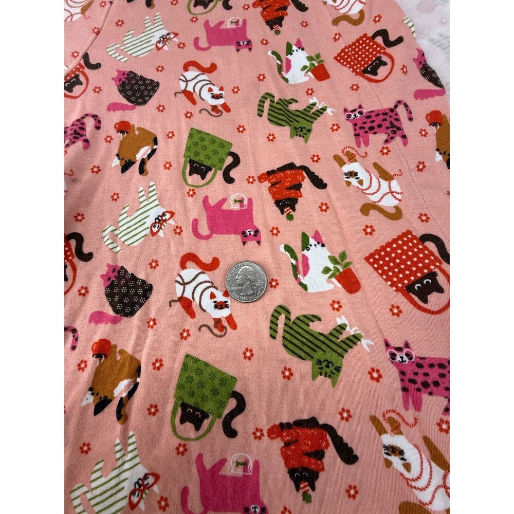 Vera Bradley Herding Cats Short Cotton Knit Robe L/XL Pink Wrap Belted